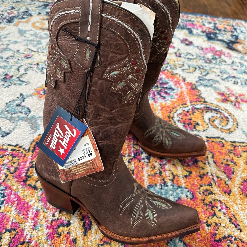 COPY - Tony Lama leather cowgirl boots, Chocolate Rancho new with tags